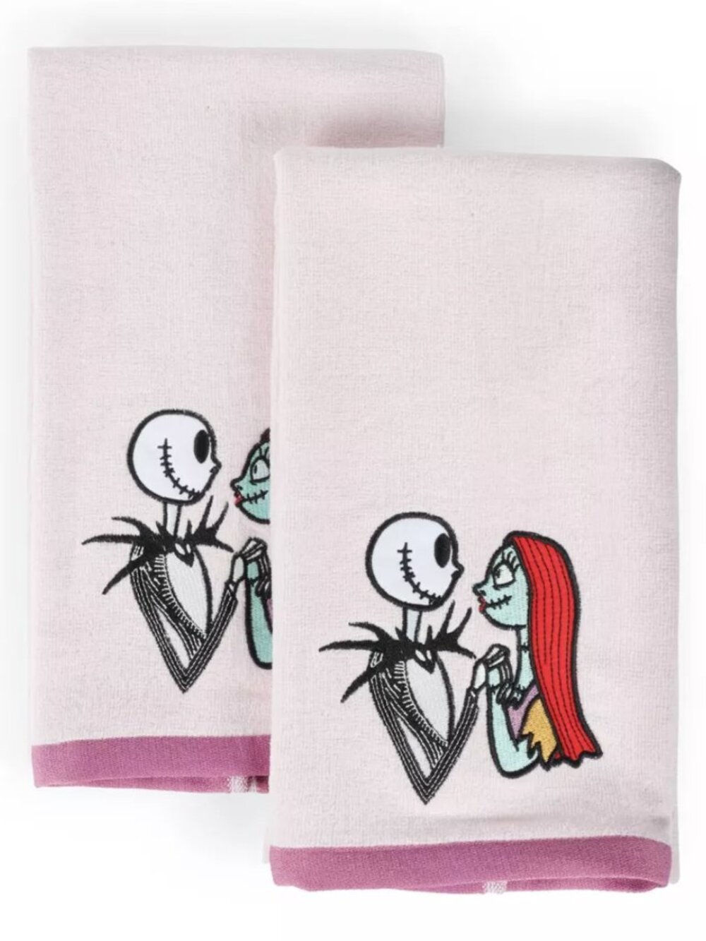 DISNEY Nightmare Before Christmas Jack Skellington Sallly Hand Towel Set 2pk NEW